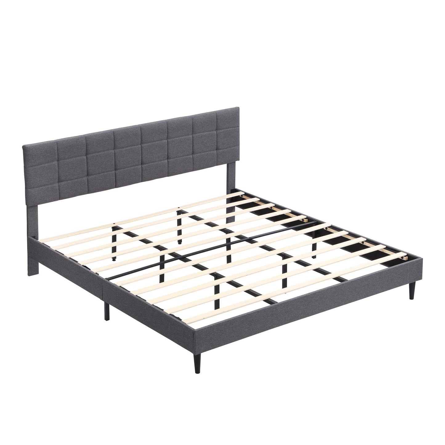 Elegant King Size Platform Bed Frame - Gray