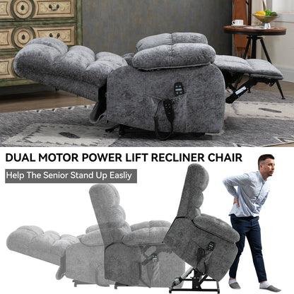 Livia Lift Recliner Chair Heat Massage Dual Motor - Gray