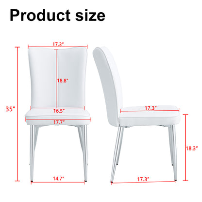 Carver PU Dining Chair Metal Leg (Set of 4) - White