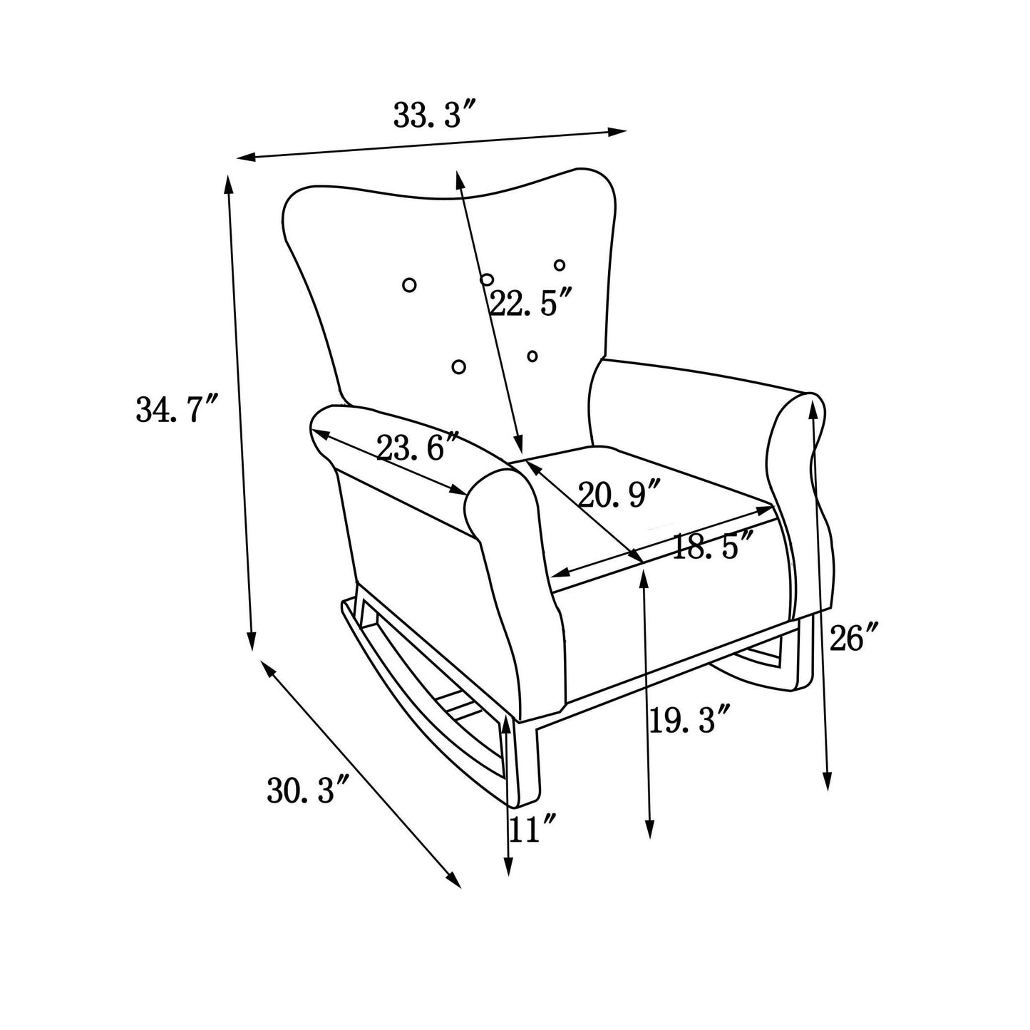 Jarvis Velvet Rocking Chair - Black