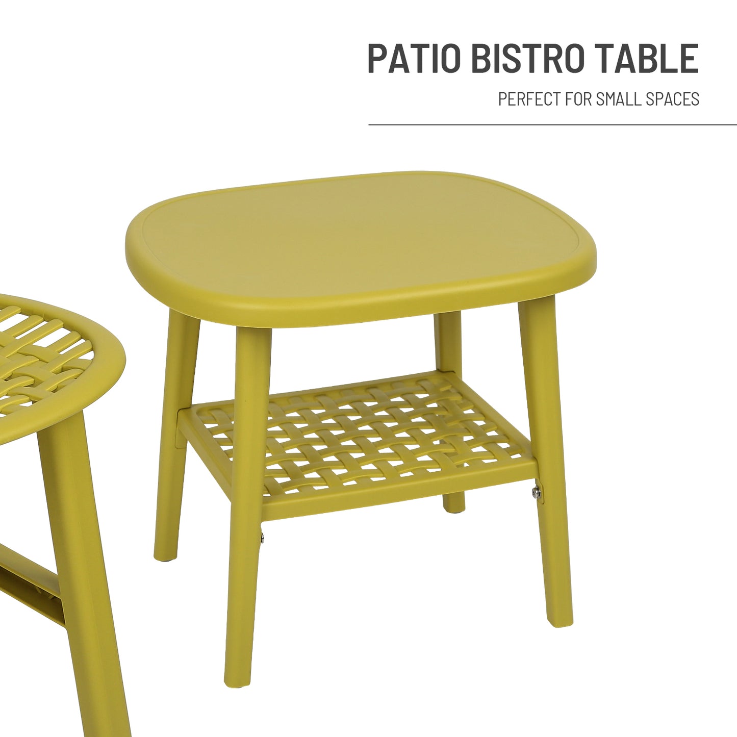 Toccara  3 Pc Retro Patio Table Chair Set - Yellow