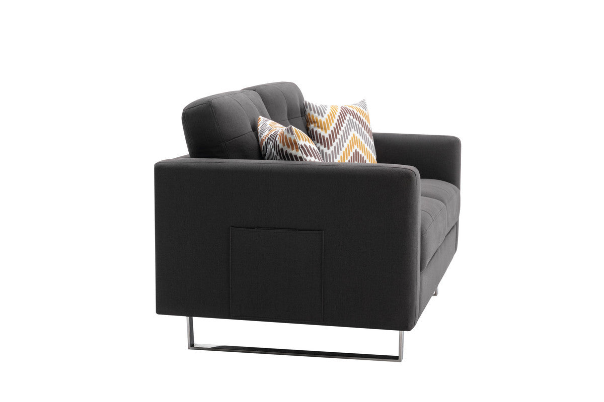 Victoria Fabric Loveseat - Dark Gray