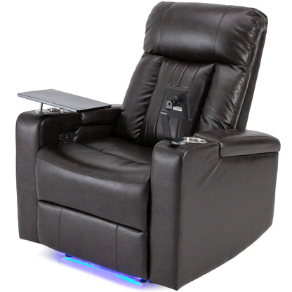 Anika Premium Power Recliner with Swivel Tray Table - Brown