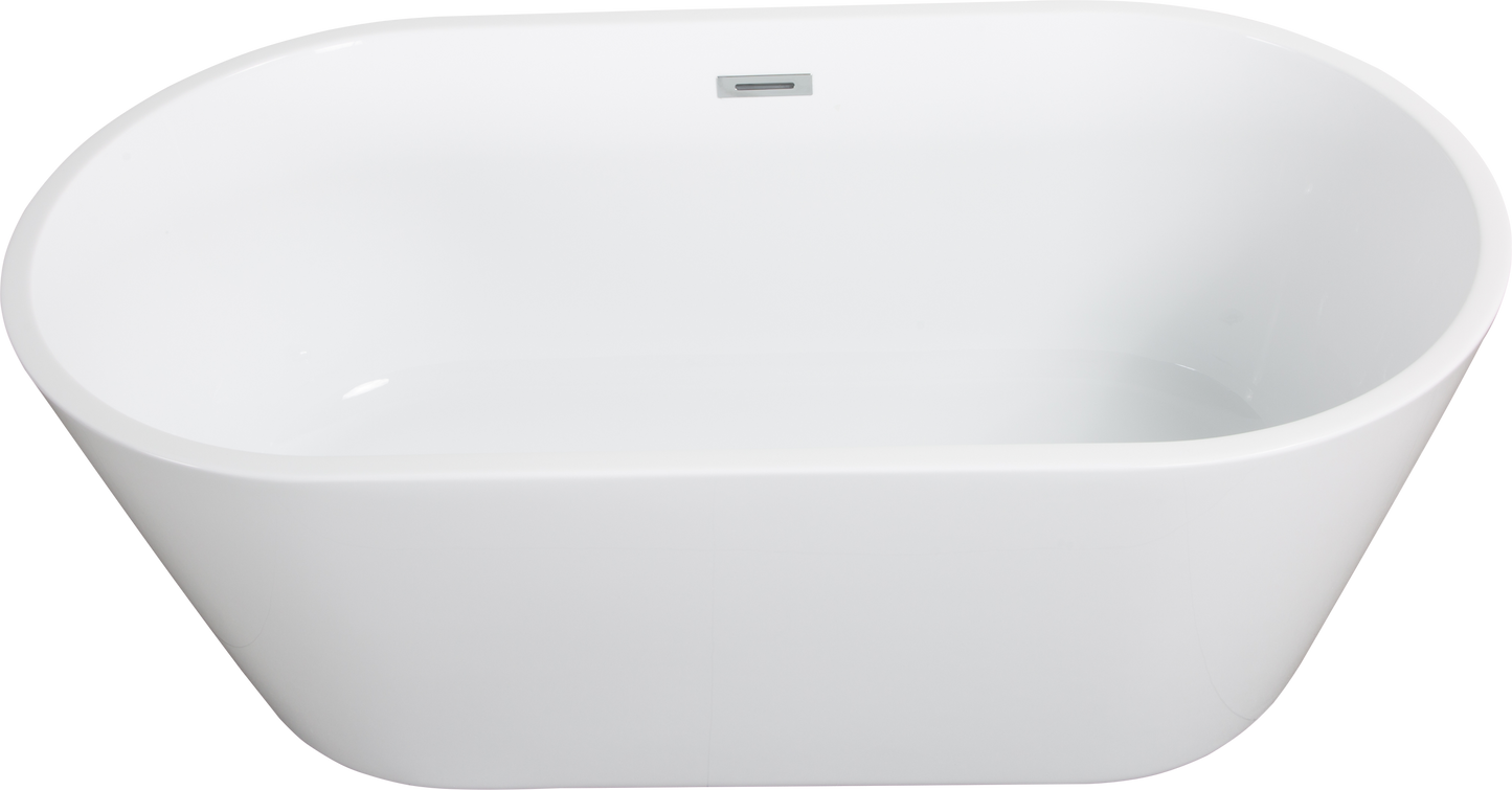 Milian 67" High-Gloss Acrylic Freestanding Soaking Bathtub - White