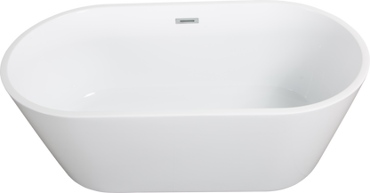 Milian 67" High-Gloss Acrylic Freestanding Soaking Bathtub - White