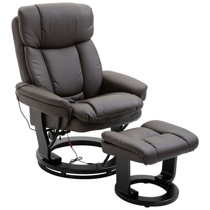 Flynn PU Leather Massage Recliner Chair with Ottoman - Brown