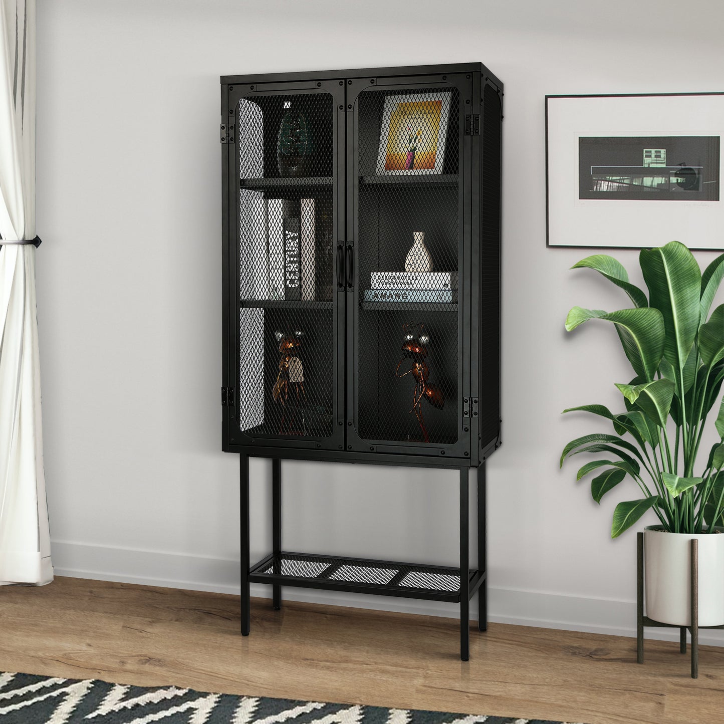 Laso II Mesh Door Cabinet - Black