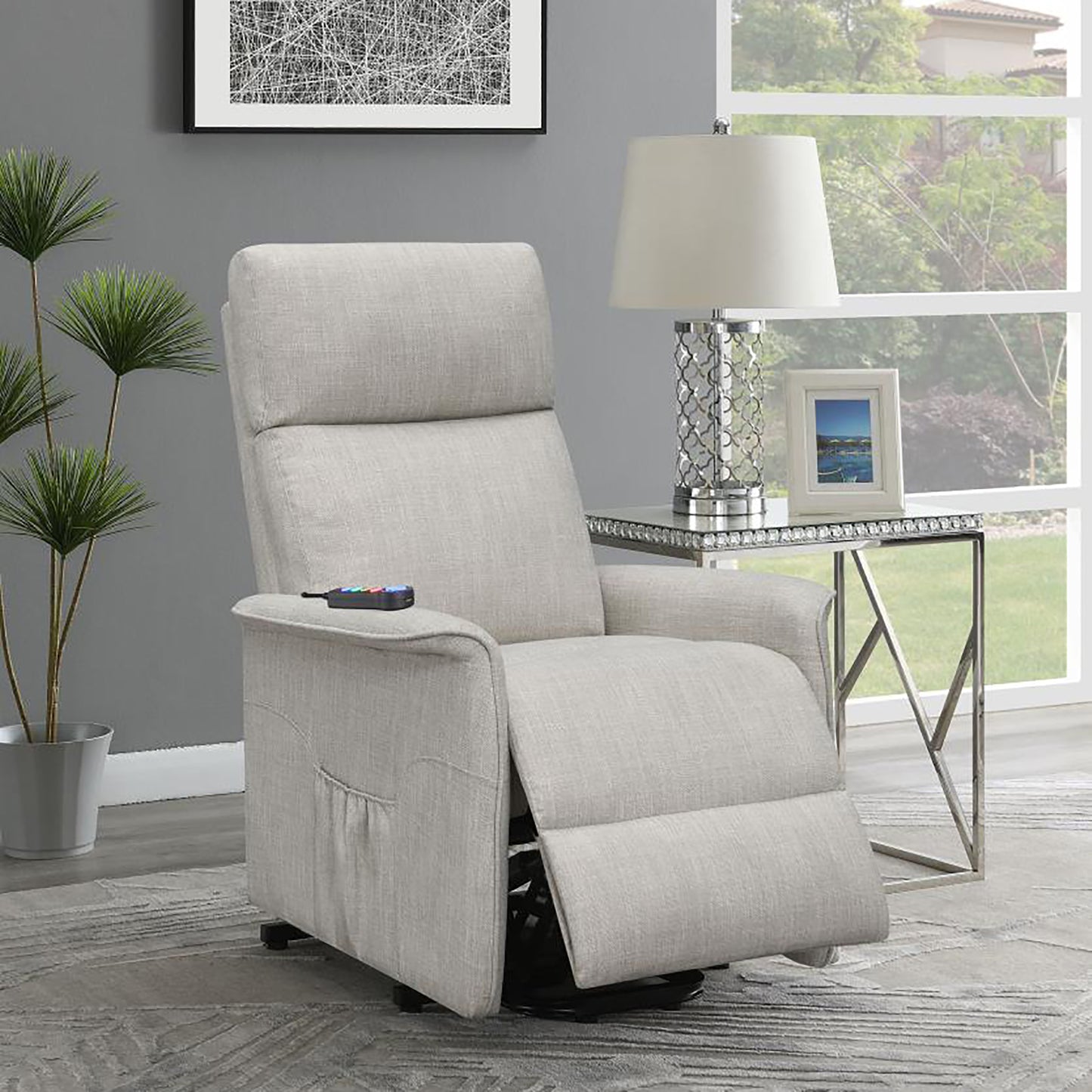 Morgan Power Lift Recliner with Massage Function - Beige