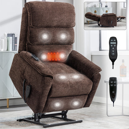 Hannah Power Lift Chenille Recliner Chair with Heat Massage - Brown