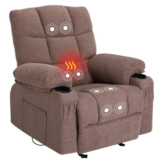 Jayla Recliner Chair Massage Heating sofa with USB - Brown