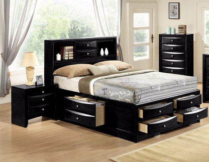 Duso Solid Wood 2 Drawer Nightstand - Black