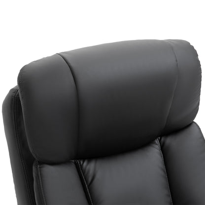 Flynn PU Leather Massage Recliner Chair with Ottoman - Black