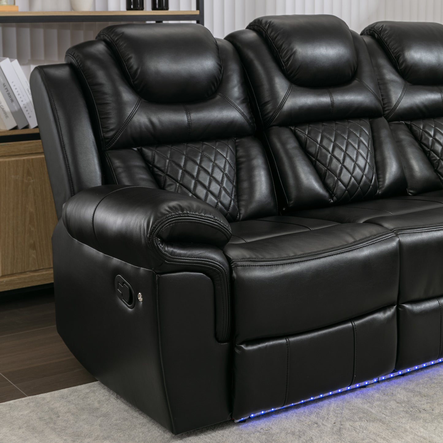 Milo 3 Pieces Recliner Sofa Sets - Black