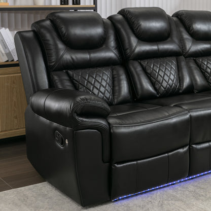 Milo 3 Pieces Recliner Sofa Sets - Black