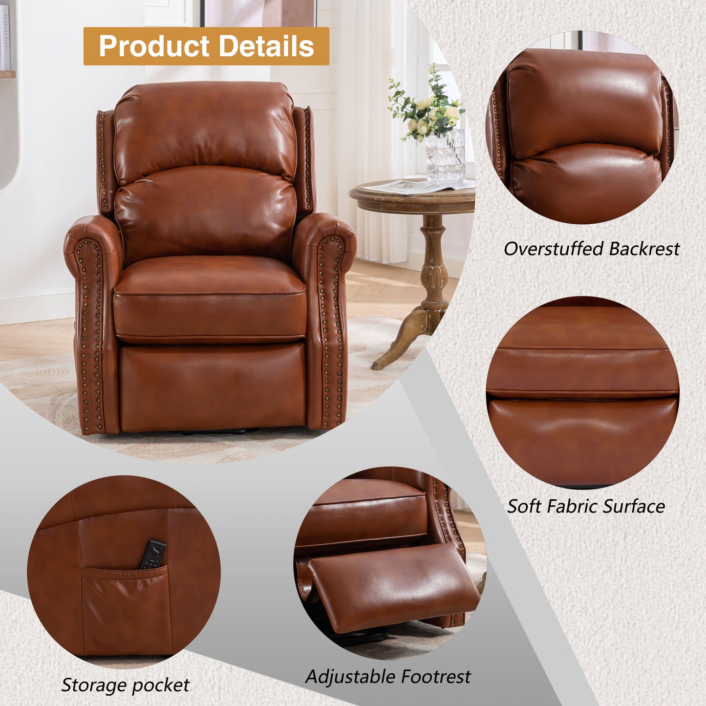 Ramos Power Lift Recliner with Massage - Caramel