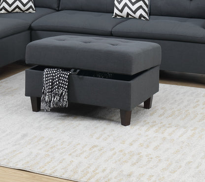 Lar Sectional Fabric Sofa w Ottoman - Dark Gray