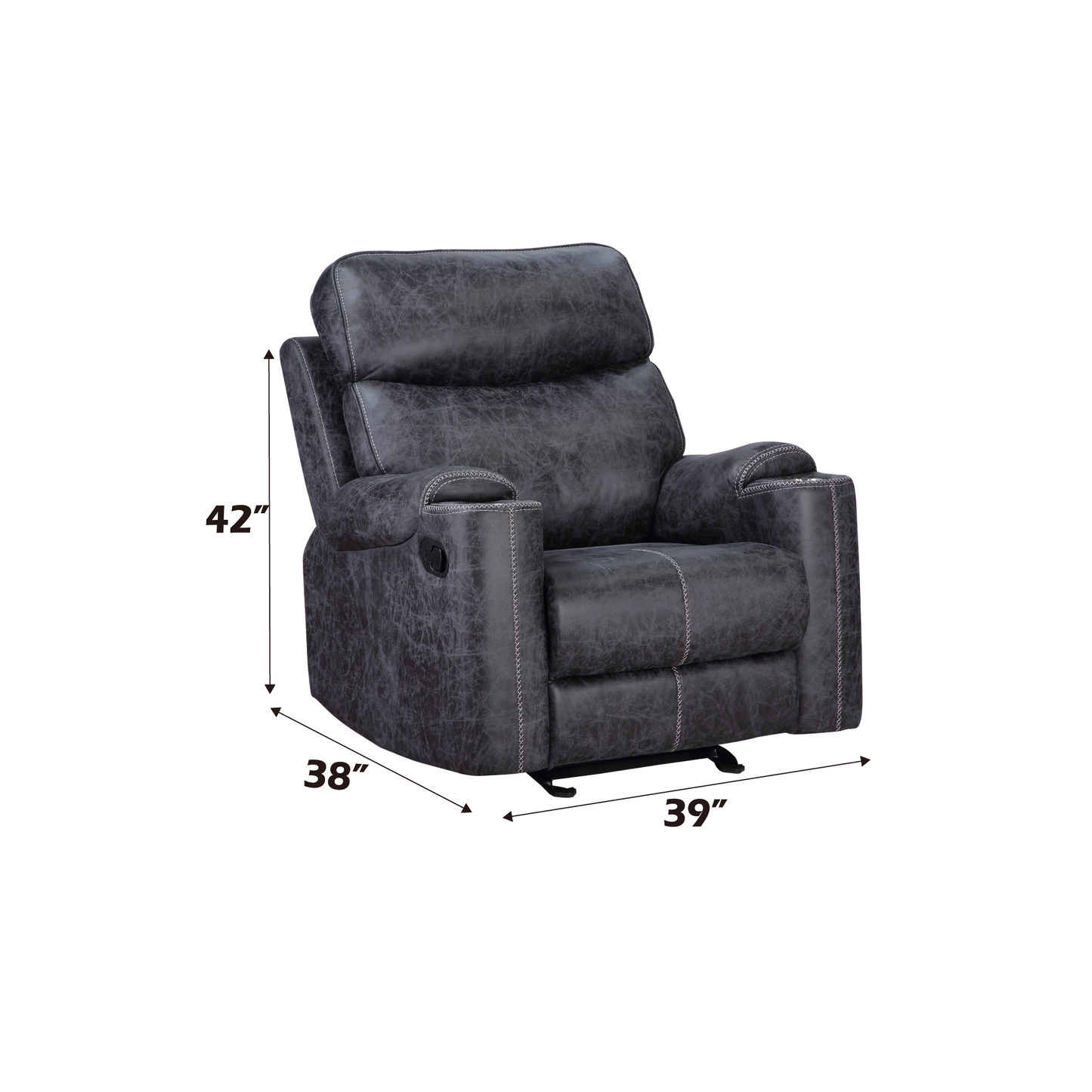 Hirah Motion Glider Recliner Chair - Dark Gray