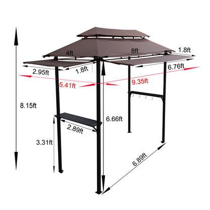 Summer 8x4 ft  Metal Gazebo with Soft Top Canopy - Light Brown