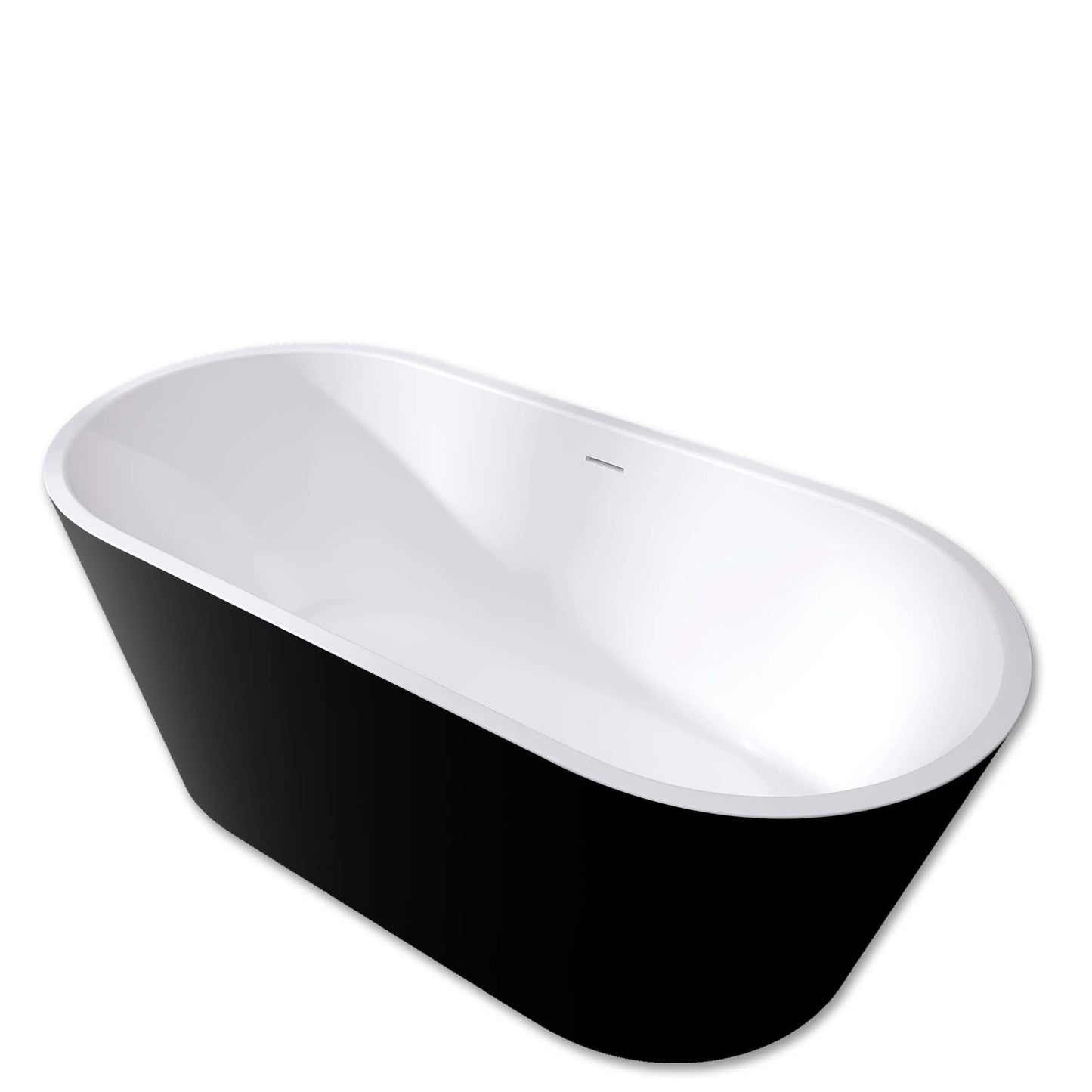 Madison 59" Minimalist  Acrylic Freestanding Soaking Bathtub  -  Matte Black