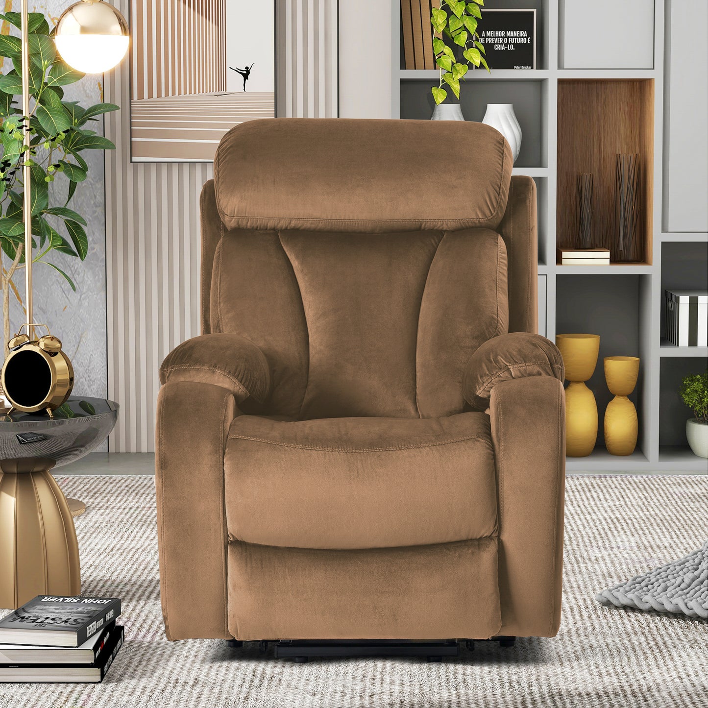 Rios Velvet Lift Chair Recliner - Brown