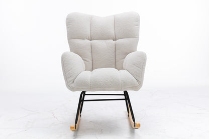 Noble Wool Fabric Upholstered Rocking Chair - White