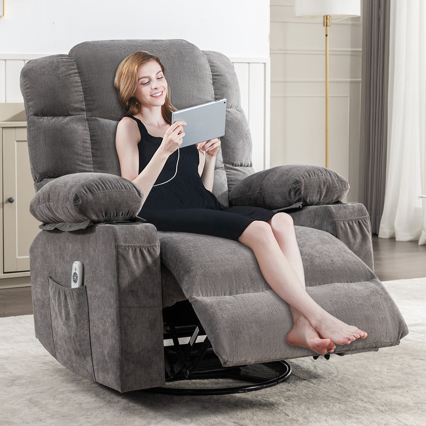 Cruiser Massage Rocker Recliner Chair - Gray