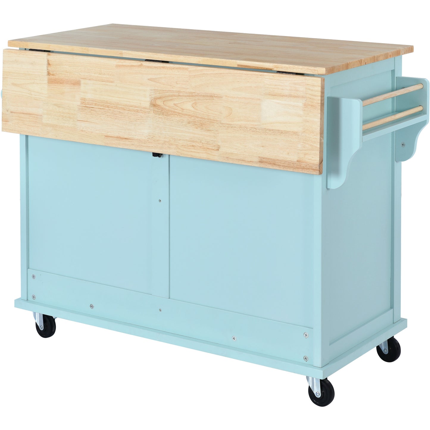 Culinary  Kitchen Cart with Countertop With Barn Door - Mint Green