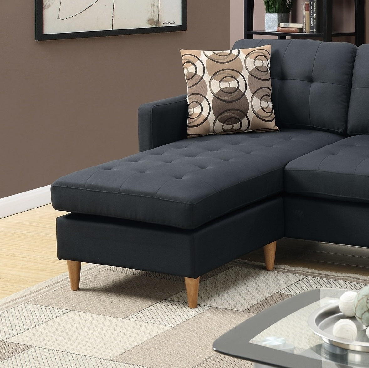 Zara Tufted Back Modular Sectionals Sofa - Black