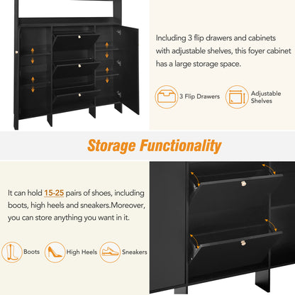 Felix Multifunctional Shoe Cabinet with Open Storage Platform - Black