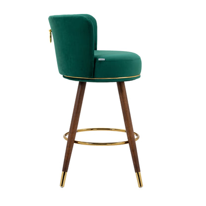 Emily  Bar Stools with Back and Footrest  - Emerald Set of 2