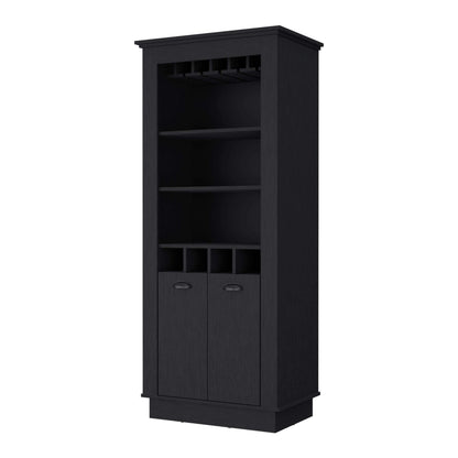 Tyler 4-Built In Wine Rack Bar Cabinet - Black