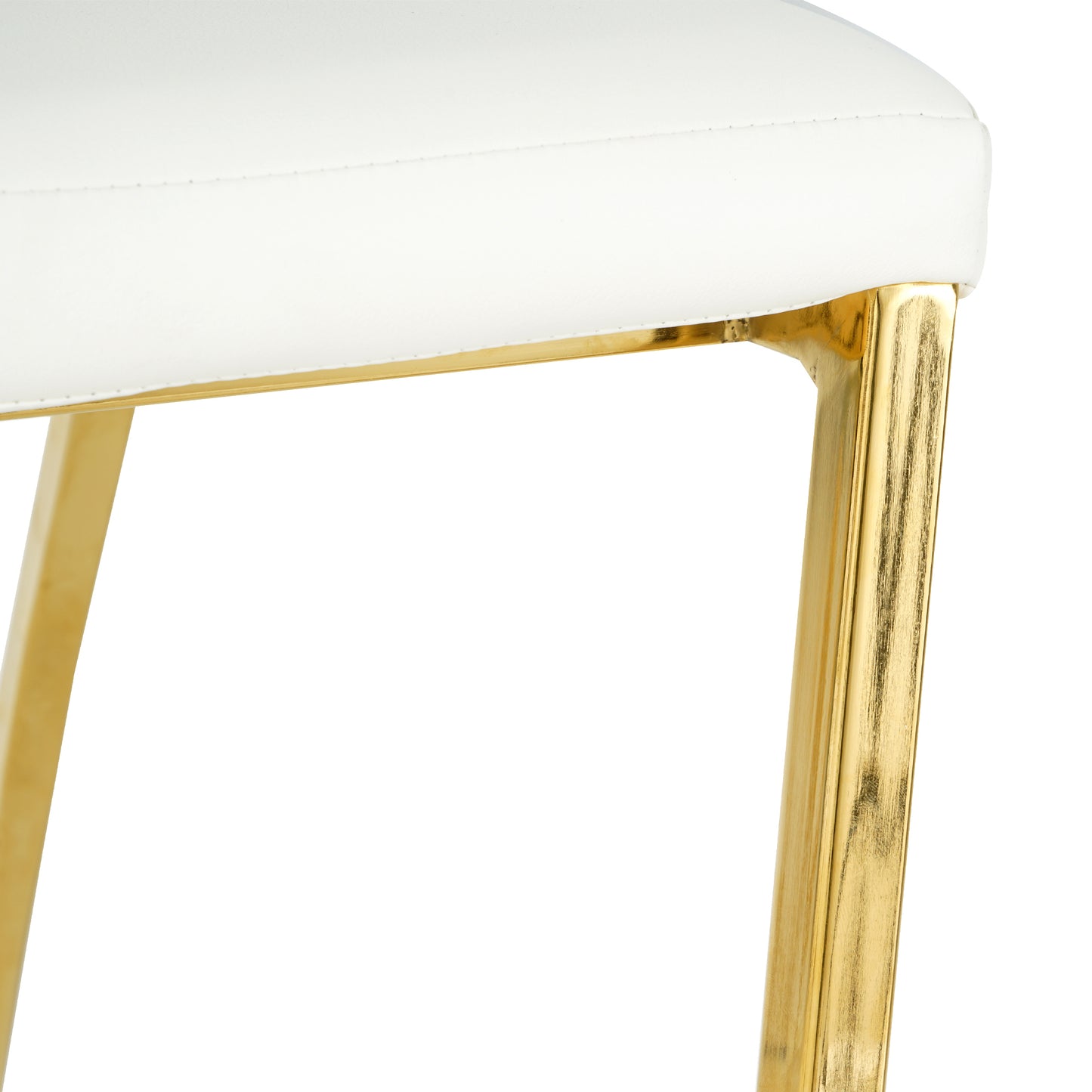 Shona Pu Dining Chairs with Gold Metal Leg (Set of 4) - White