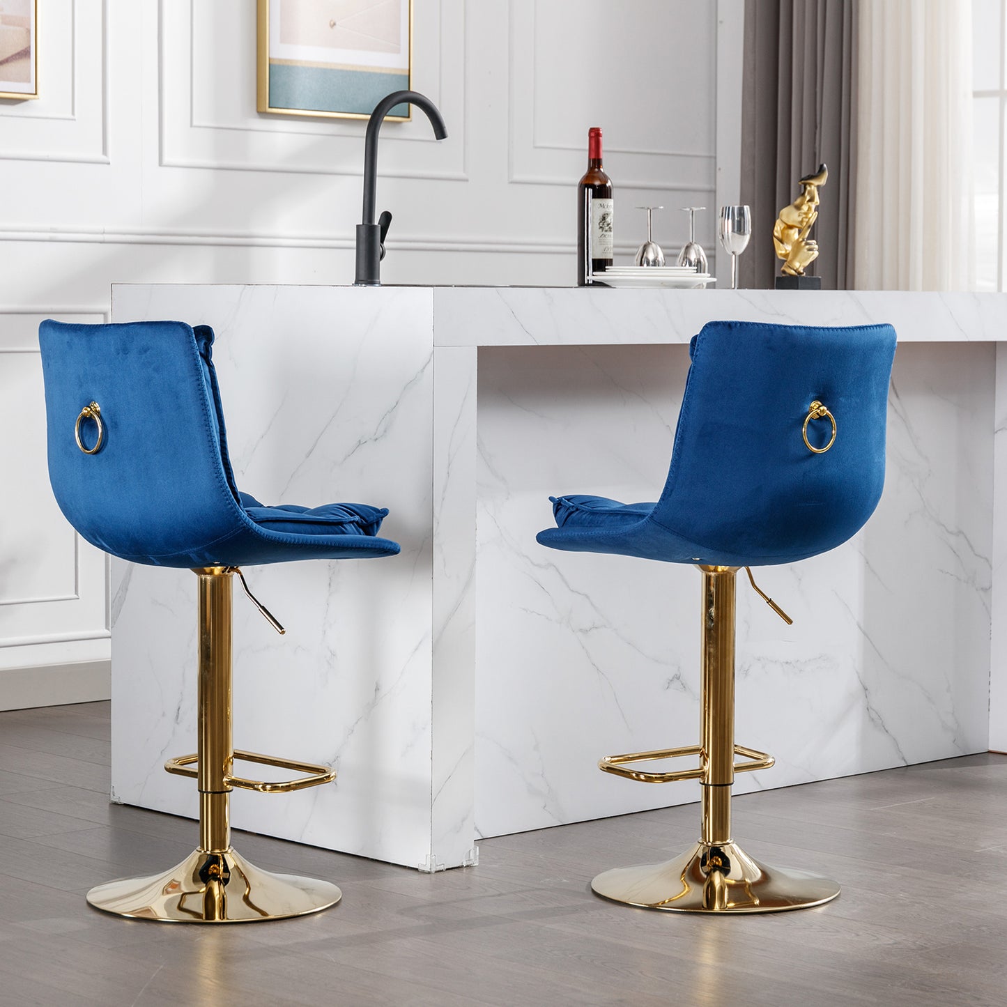 Valor Swivel Bar Stools - Blue Set of 2