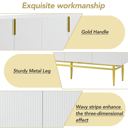 Sylvia Gold Metal Handle Sideboard Buffet - White