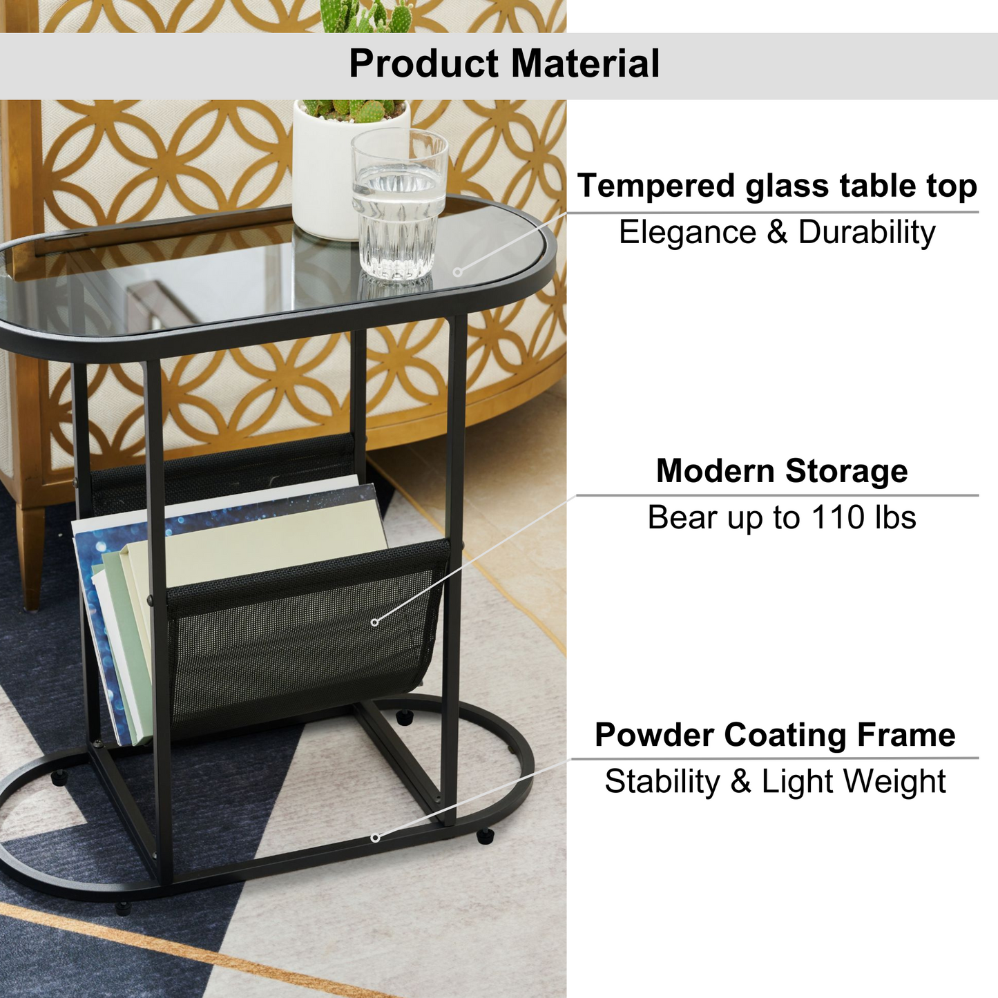 Duet Acacia Oval Small Side Tables  (Set of 2) - Black