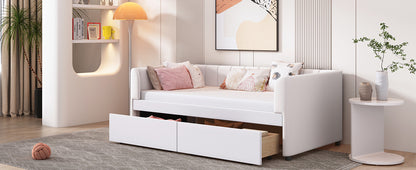 Tano Twin Size Upholstered Daybed with Drawers - Beige