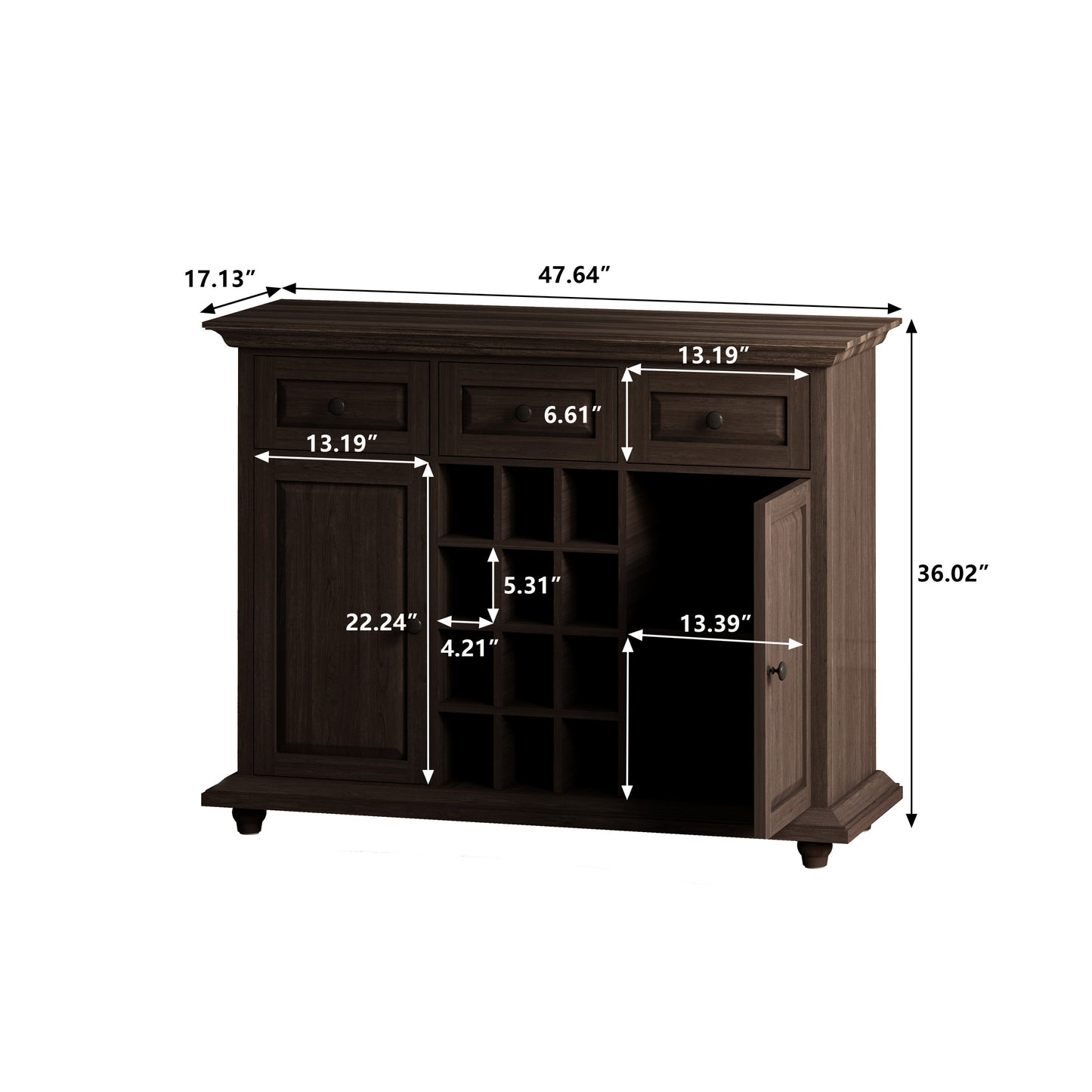 Quintero 3-Drawer 2-Door Storage Cabinet  - Brown