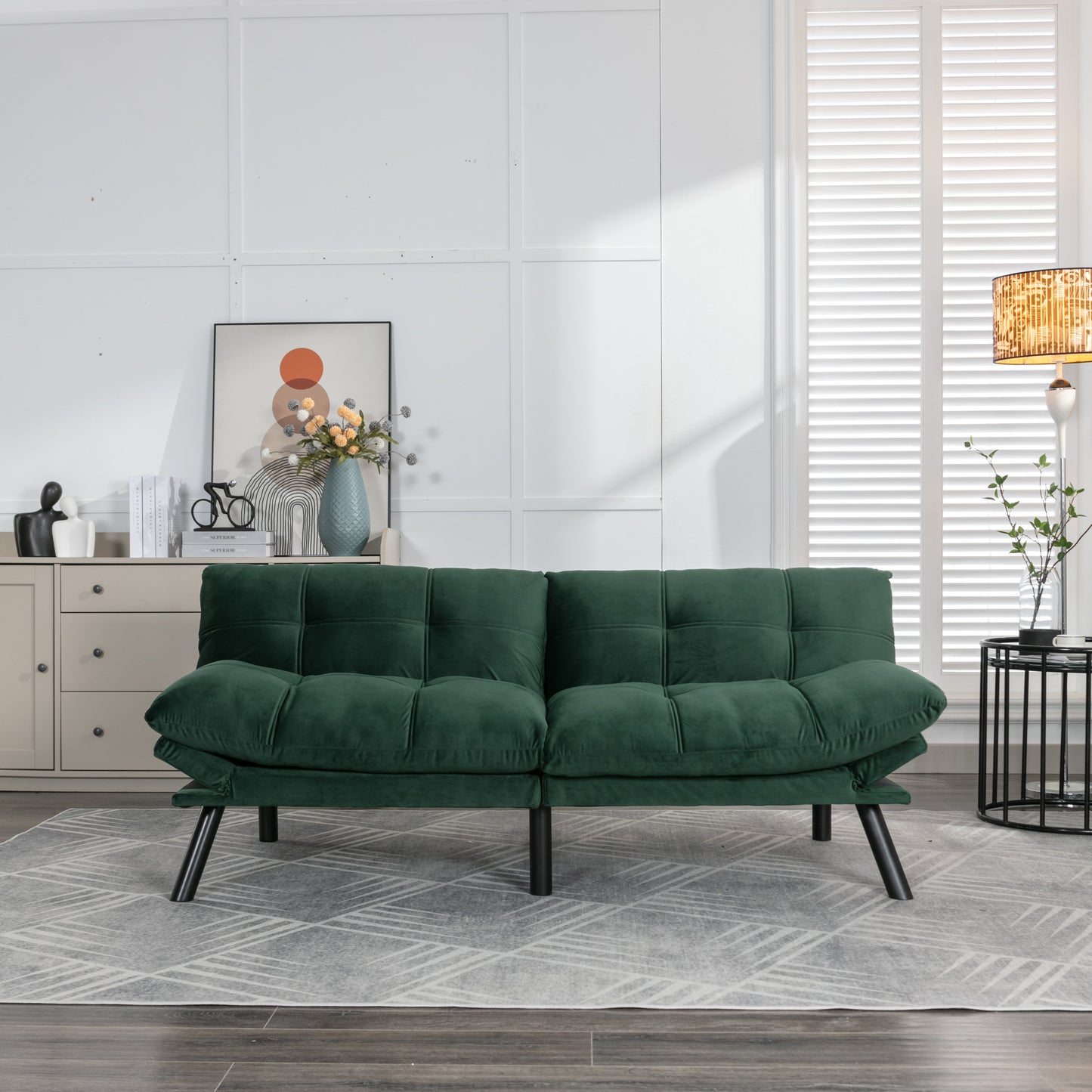 Vega Convertible Folding Modern Sofa Bed - Emerald