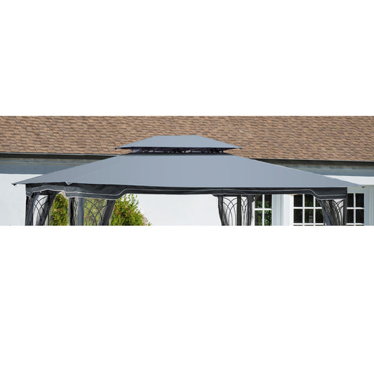 Kyle 13 x10 ft Patio Double Roof Gazebo Replacement  - Gray