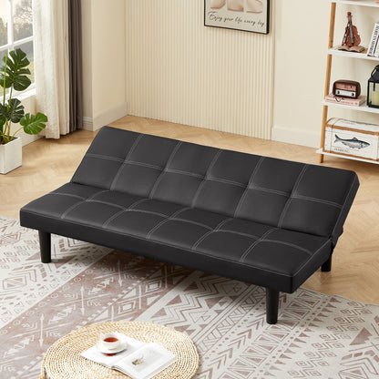 Bruno Black PU Convertible  Sofa Bed - Black