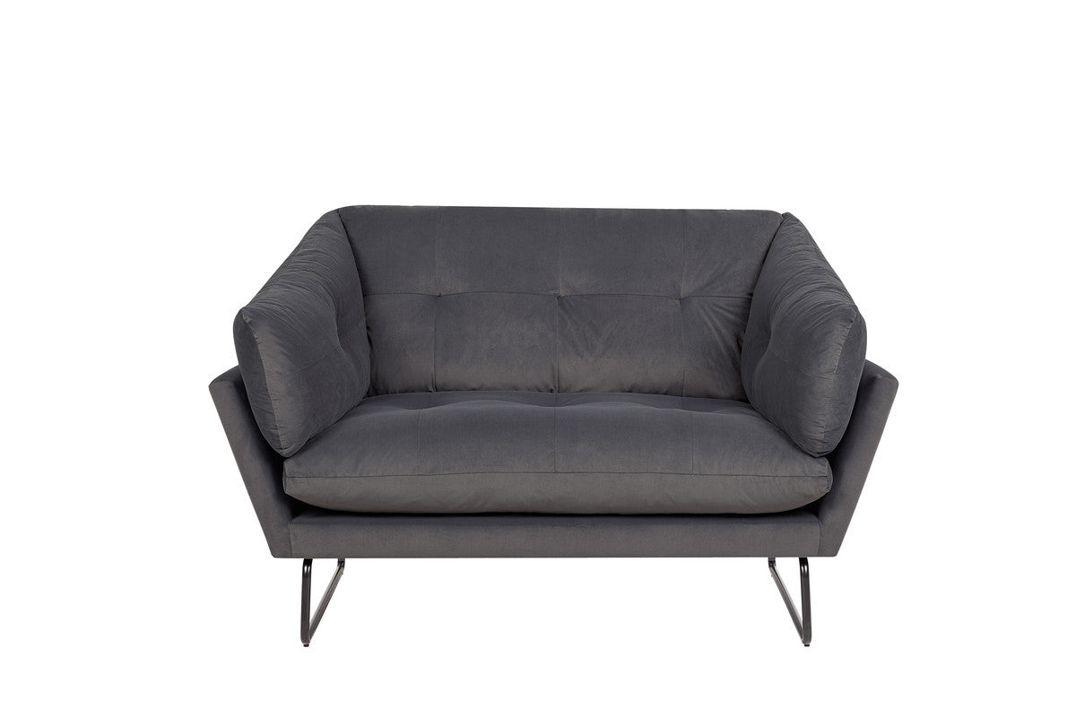 Karla Velvet Contemporary Loveseat - Dark Gray