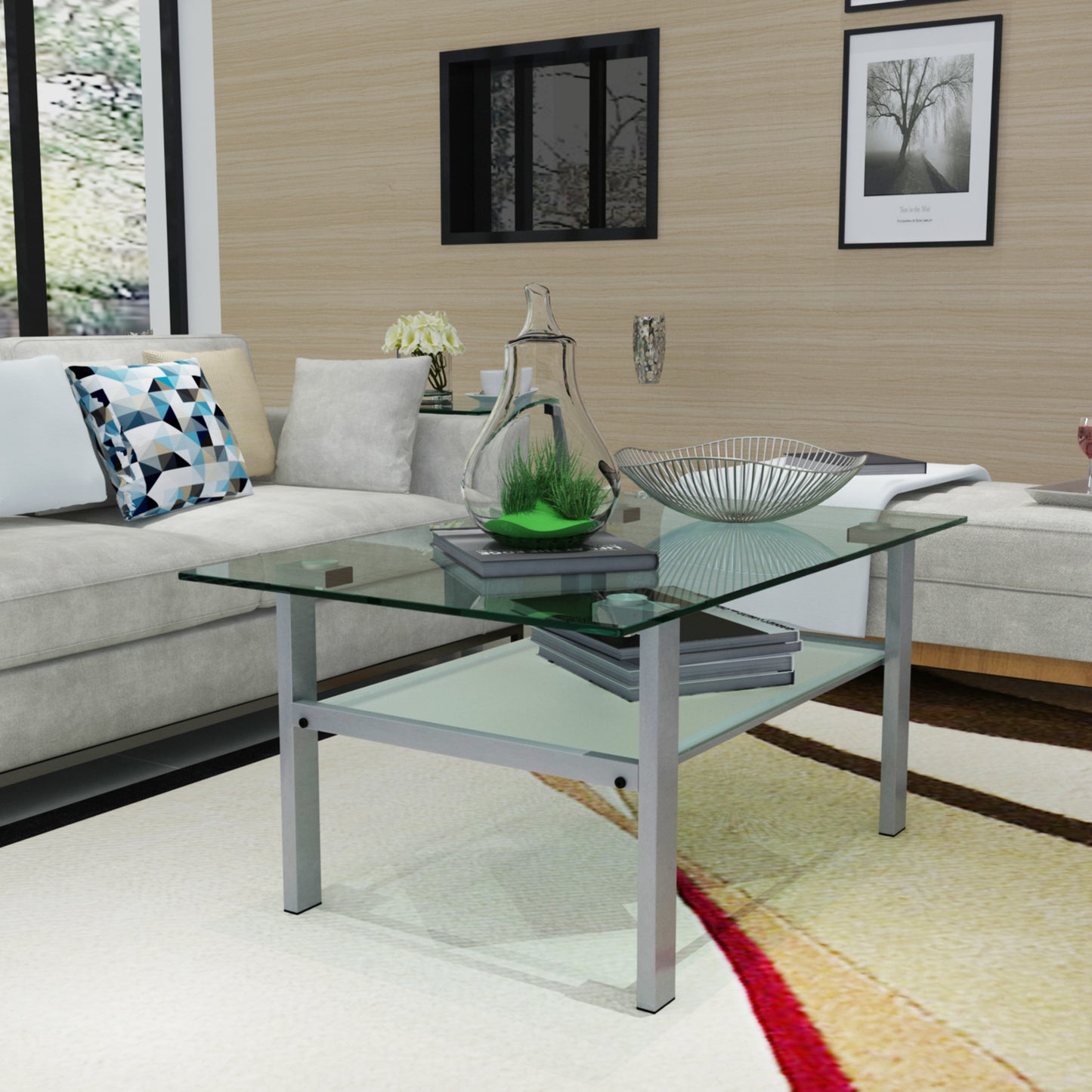 Kaya Glass Top Coffee Table - Grey