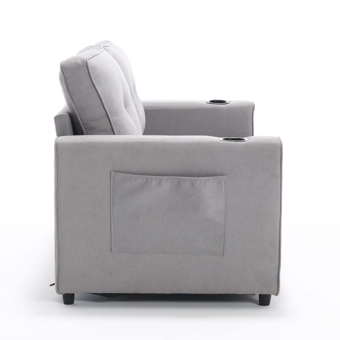 Neo Tufted Loveseat with Pull Out Sleeper - Light Gray