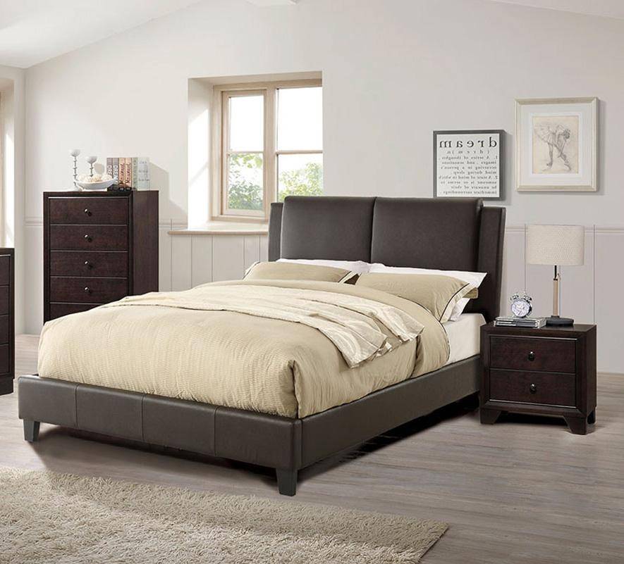 Niki Faux Leather Upholstered California King Size Bed - Brown