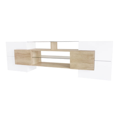 Trax TV Stand with 2 Illuminated Glass Shelves - Wood