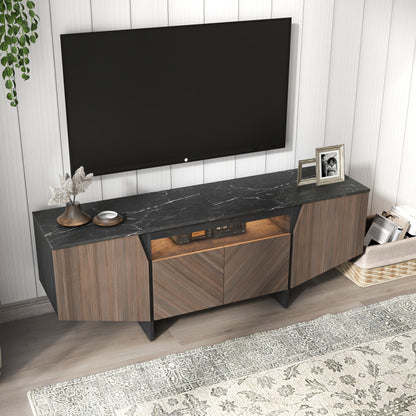 Dosa 63 inches TV Stand with LED Lights - Dark Grey