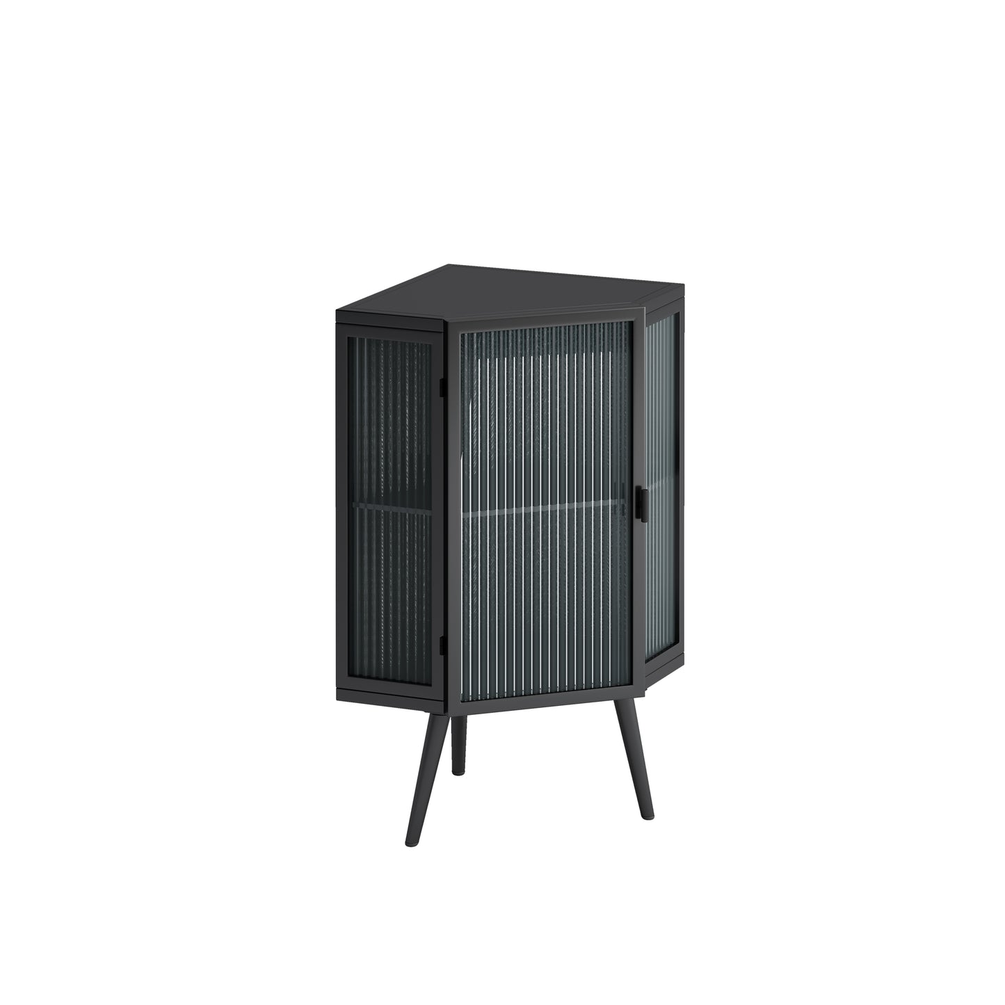 Rey Corner Cabinet with Tempered Glass - Black