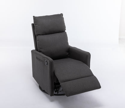 Cotton Linen Fabric Swivel Rocking Chair - Dark Gray