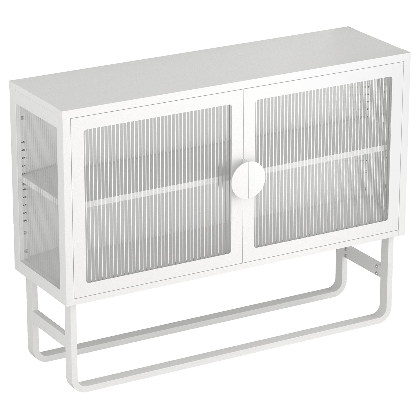 Tempered Glass Cabinet Credenza - White