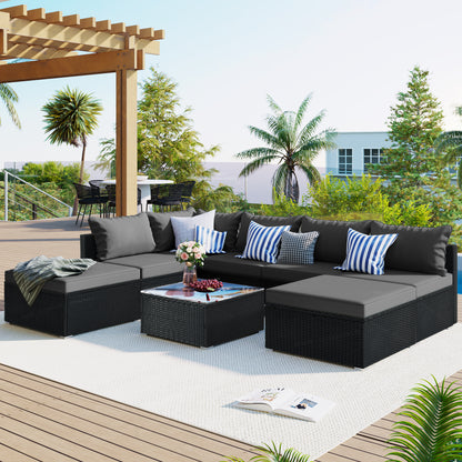 Macon 8 Pc Outdoor Patio Furniture Set - Gray